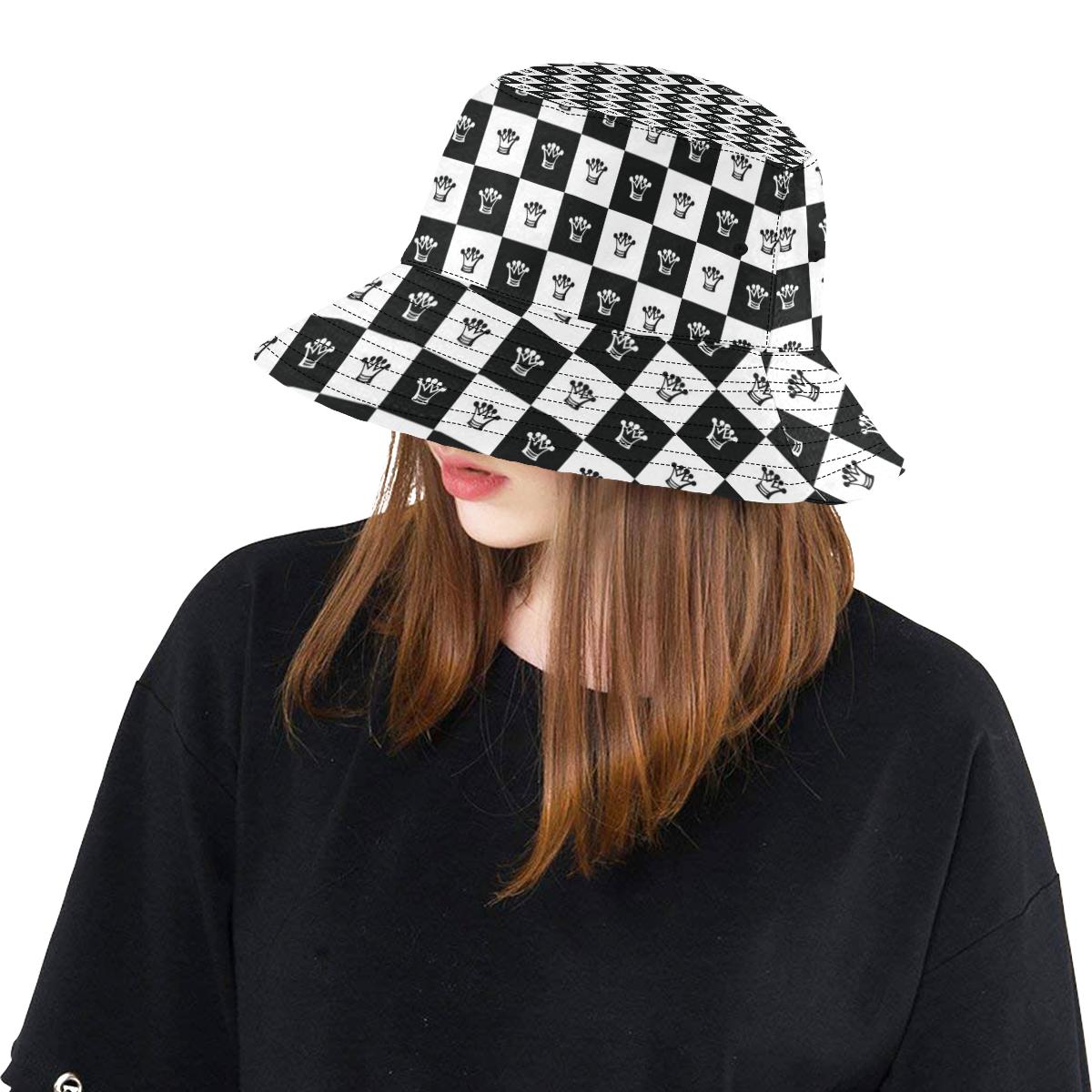 Checkered Flag Crown Pattern Unisex Bucket Hat