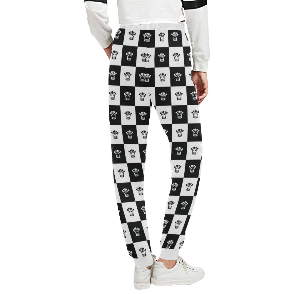 Checkered Flag Crown Pattern Unisex Casual Sweatpants (Model L11)-JTAMIGO.COM