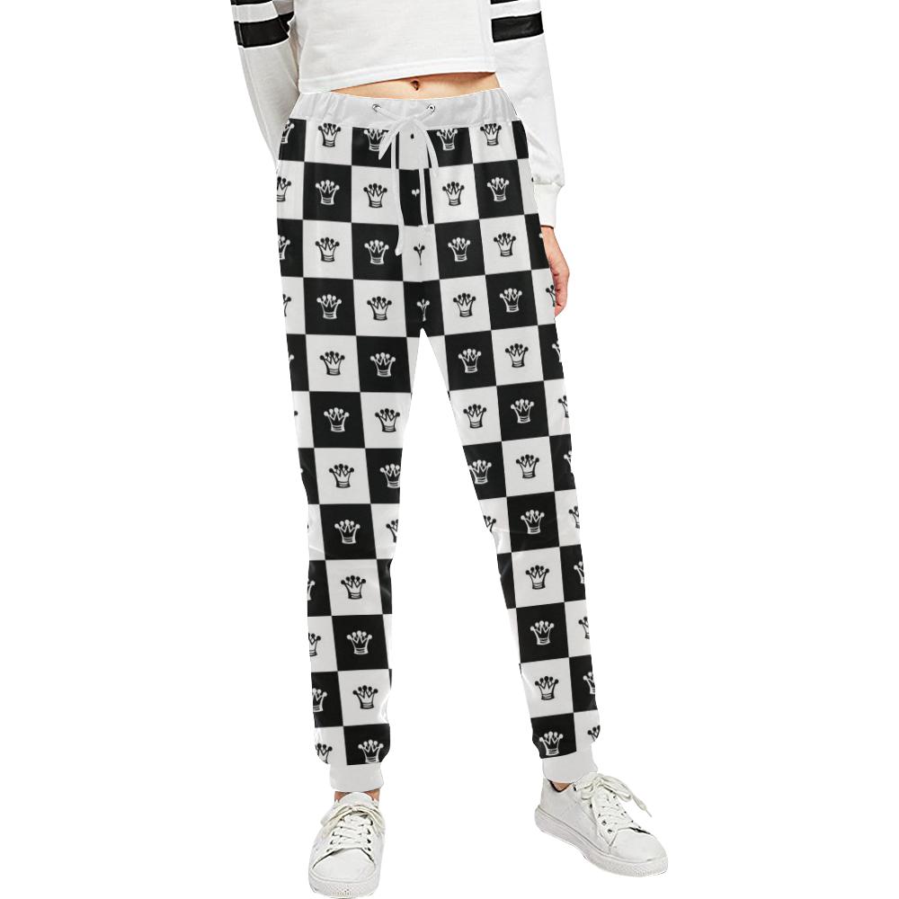 Checkered Flag Crown Pattern Unisex Casual Sweatpants (Model L11)-JTAMIGO.COM