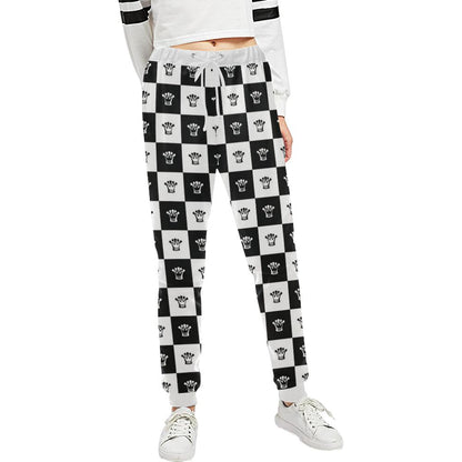 Checkered Flag Crown Pattern Unisex Casual Sweatpants (Model L11)-JTAMIGO.COM