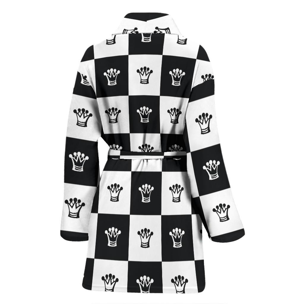 Checkered Flag Crown Pattern Women Bath Robe-JTAMIGO.COM