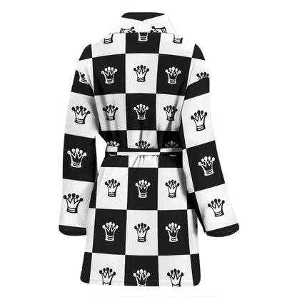 Checkered Flag Crown Pattern Women Bath Robe-JTAMIGO.COM
