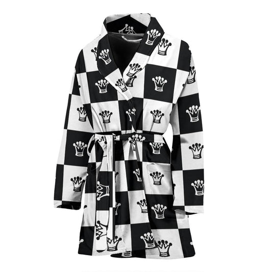 Checkered Flag Crown Pattern Women Bath Robe-JTAMIGO.COM