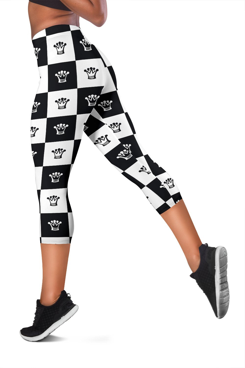 Checkered Flag Crown Pattern Women Capris