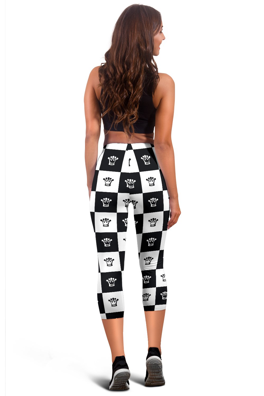 Checkered Flag Crown Pattern Women Capris