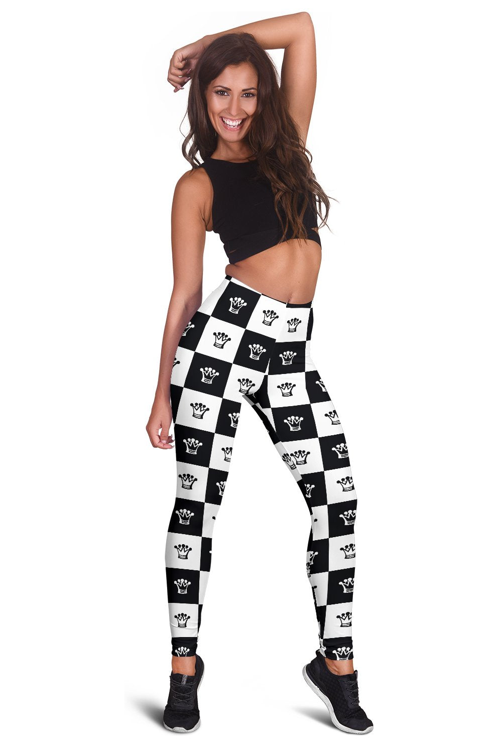 Checkered Flag Crown Pattern Women Leggings