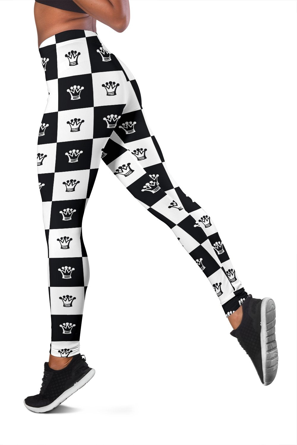 Checkered Flag Crown Pattern Women Leggings