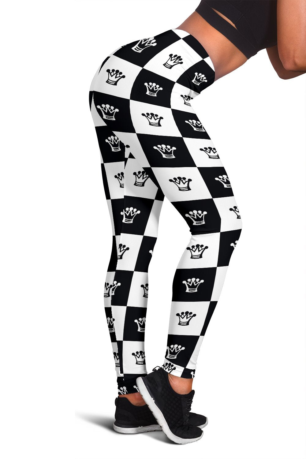 Checkered Flag Crown Pattern Women Leggings