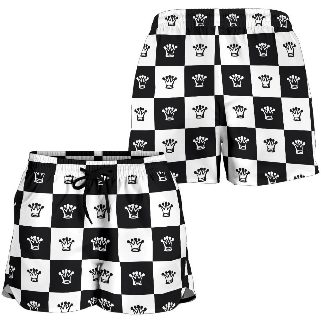 Checkered Flag Crown Pattern Women Shorts-JTAMIGO.COM