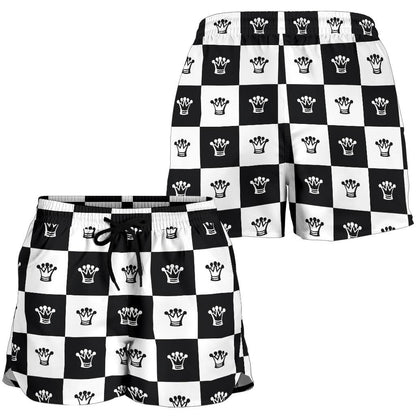 Checkered Flag Crown Pattern Women Shorts-JTAMIGO.COM