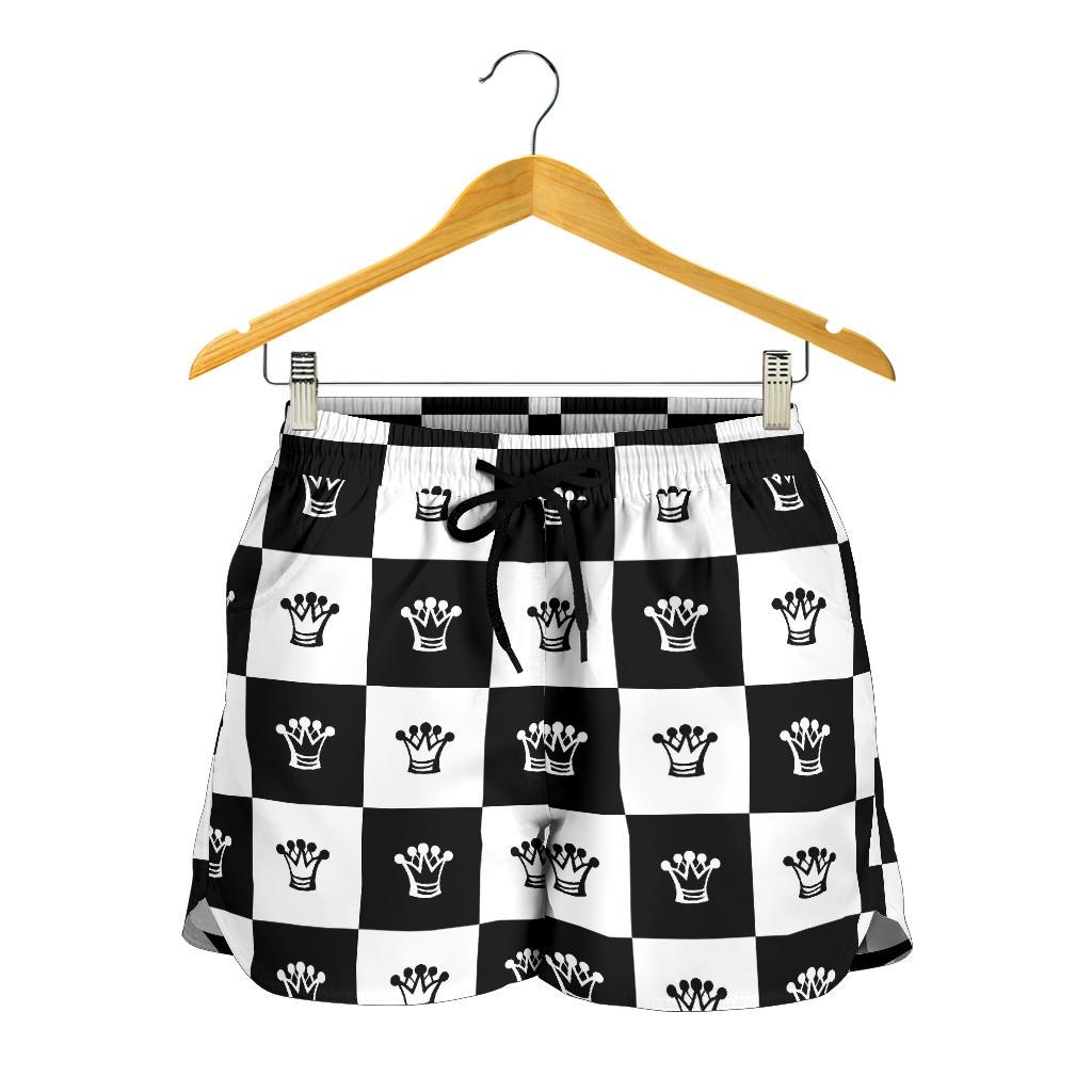 Checkered Flag Crown Pattern Women Shorts-JTAMIGO.COM