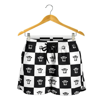 Checkered Flag Crown Pattern Women Shorts-JTAMIGO.COM