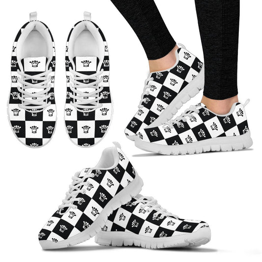 Checkered Flag Crown Pattern Women Sneakers Shoes