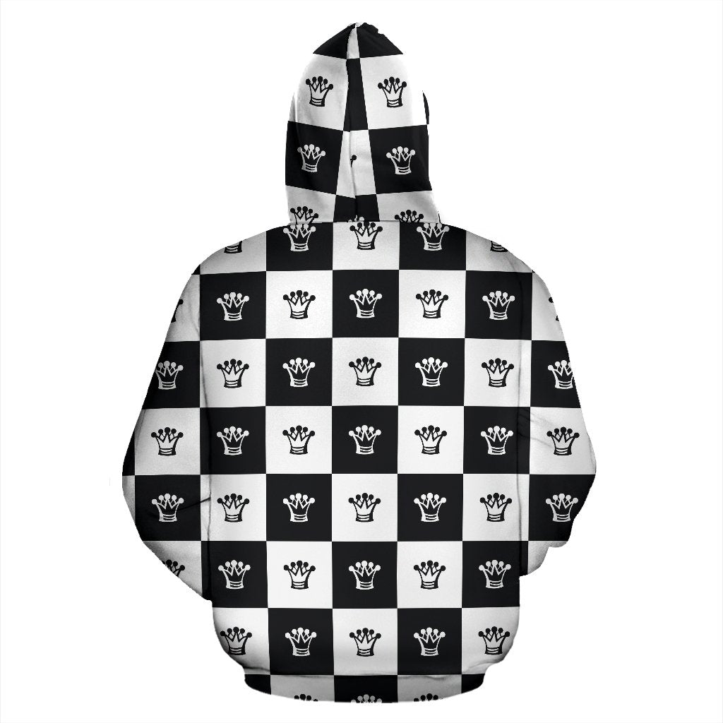 Checkered Flag Crown Pattern Zip Up Hoodie