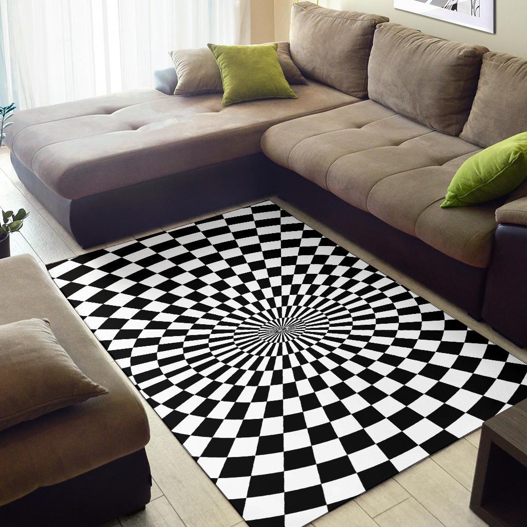 Checkered Flag Optical illusion Area Rugs-JTAMIGO.COM