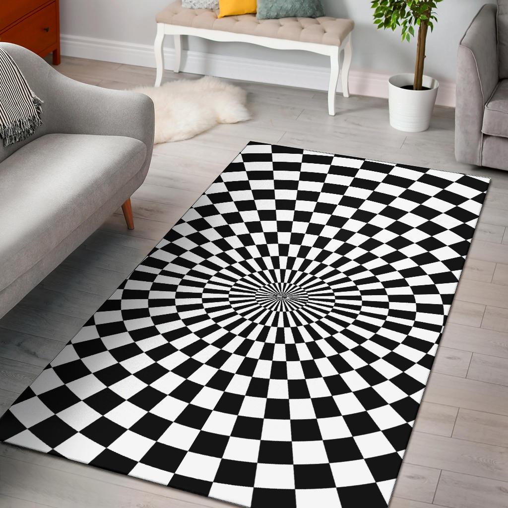 Checkered Flag Optical illusion Area Rugs-JTAMIGO.COM