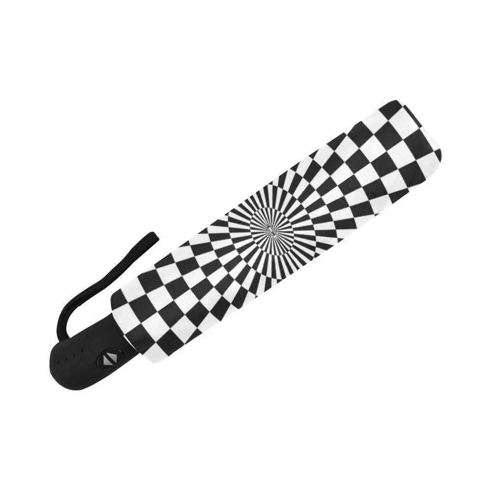 Checkered Flag Optical illusion Automatic Foldable Umbrella
