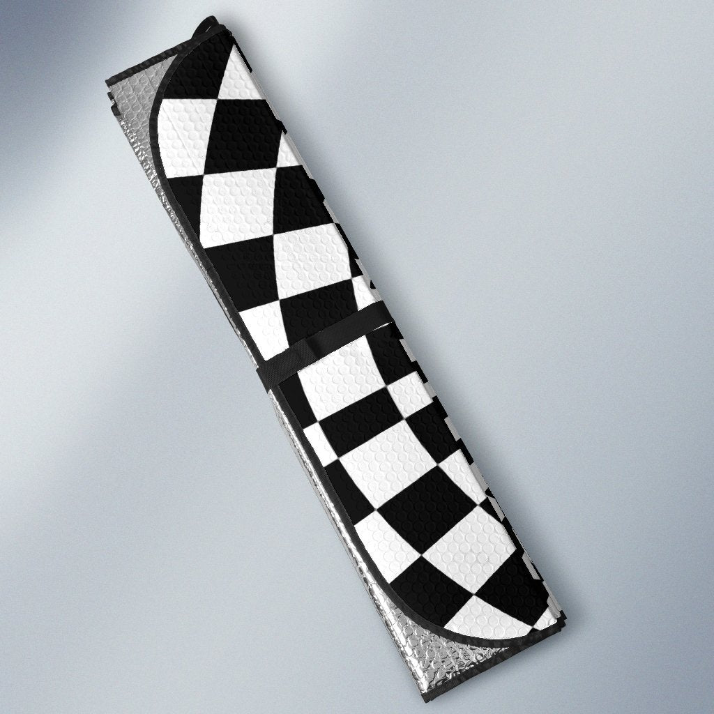 Checkered Flag Optical Illusion Car Sun Shade For Windshield
