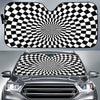 Checkered Flag Optical Illusion Car Sun Shade For Windshield