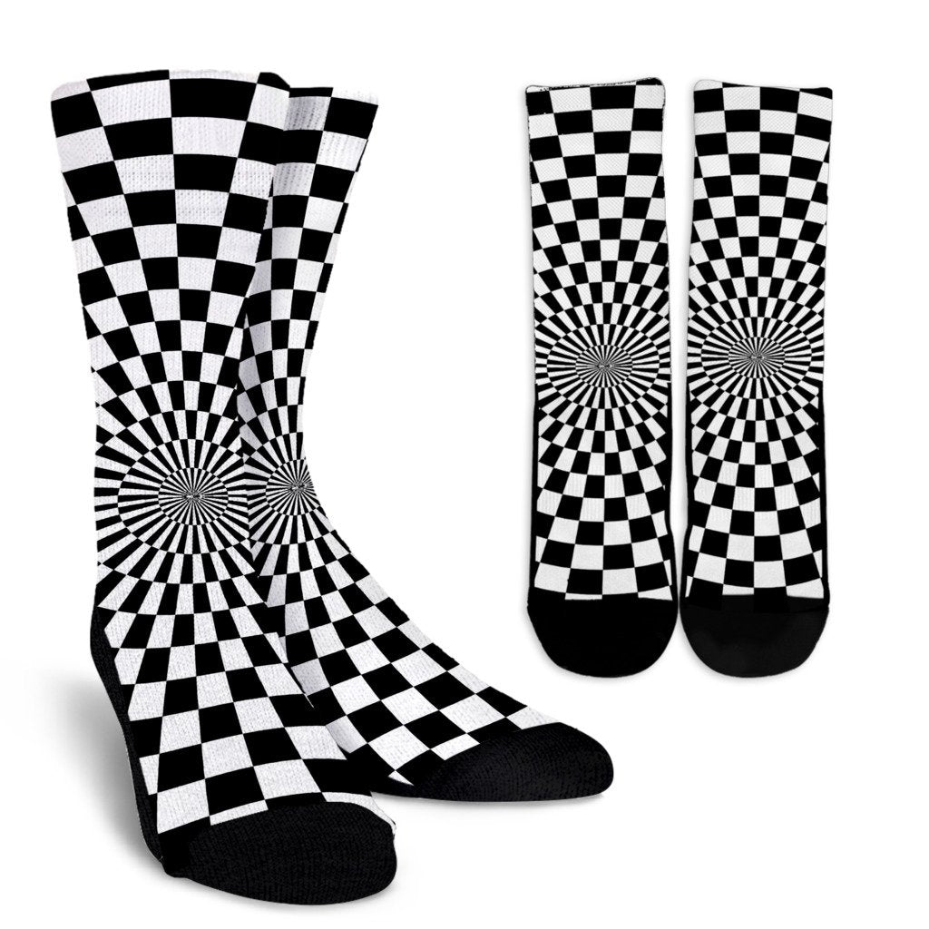 Checkered Flag Optical illusion Crew Socks