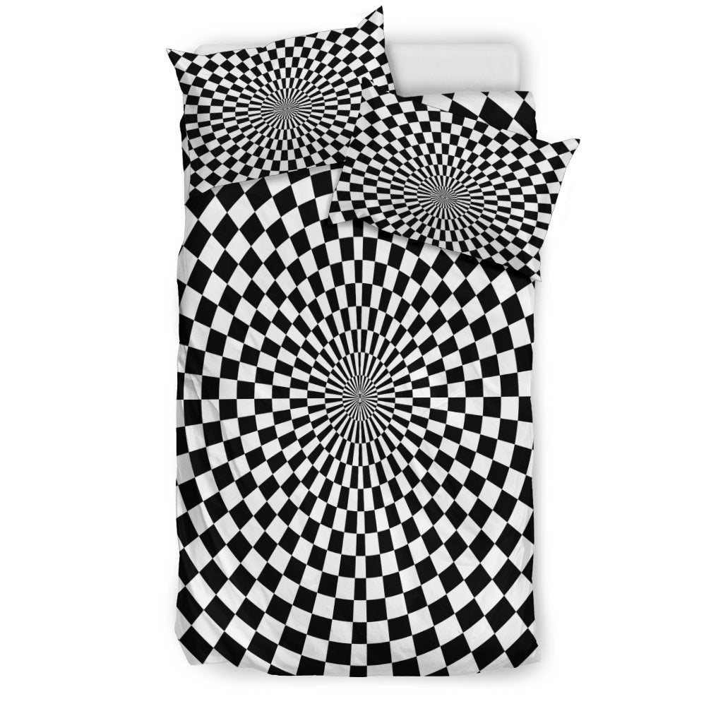 Checkered Flag Optical Illusion Duvet Cover Bedding Set