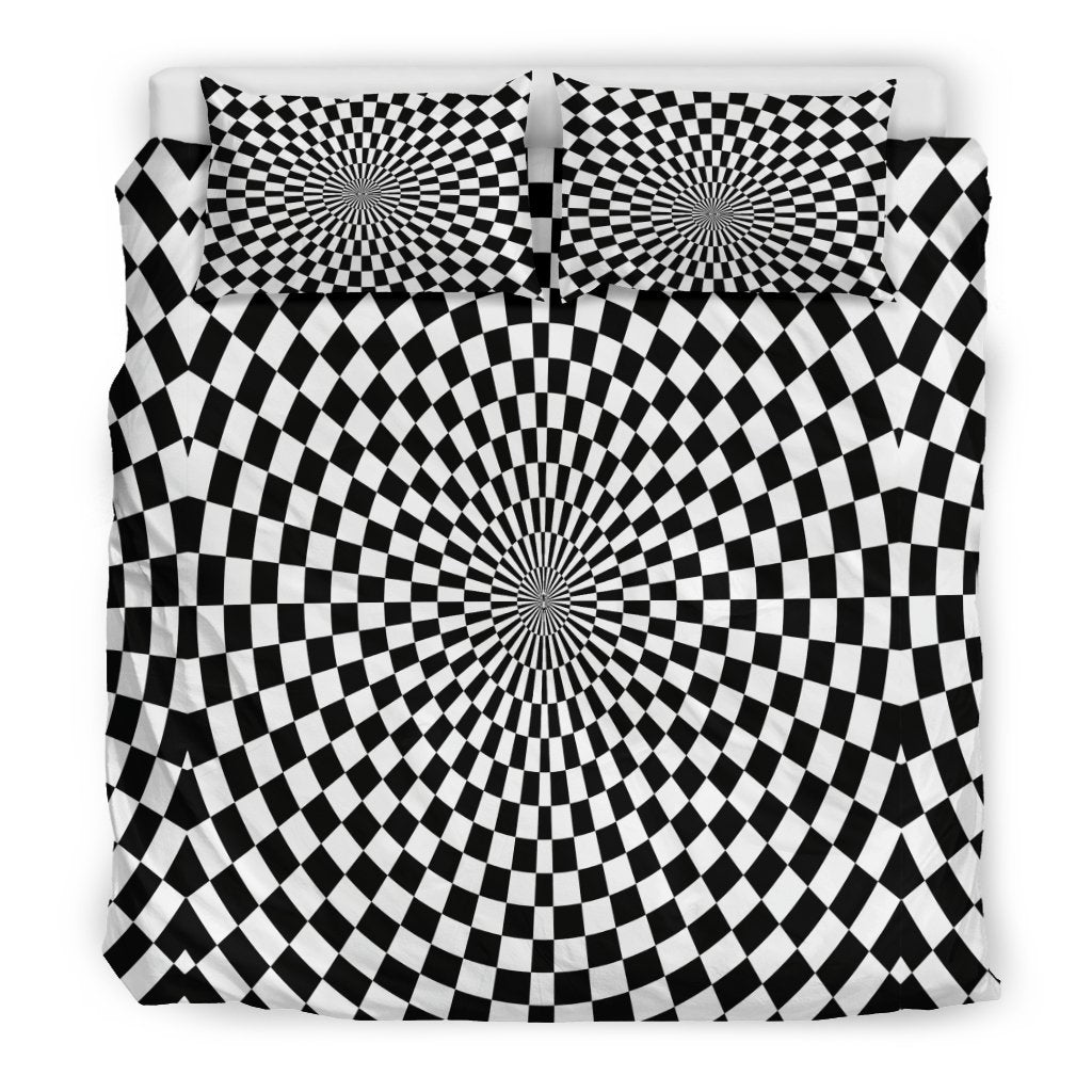 Checkered Flag Optical Illusion Duvet Cover Bedding Set