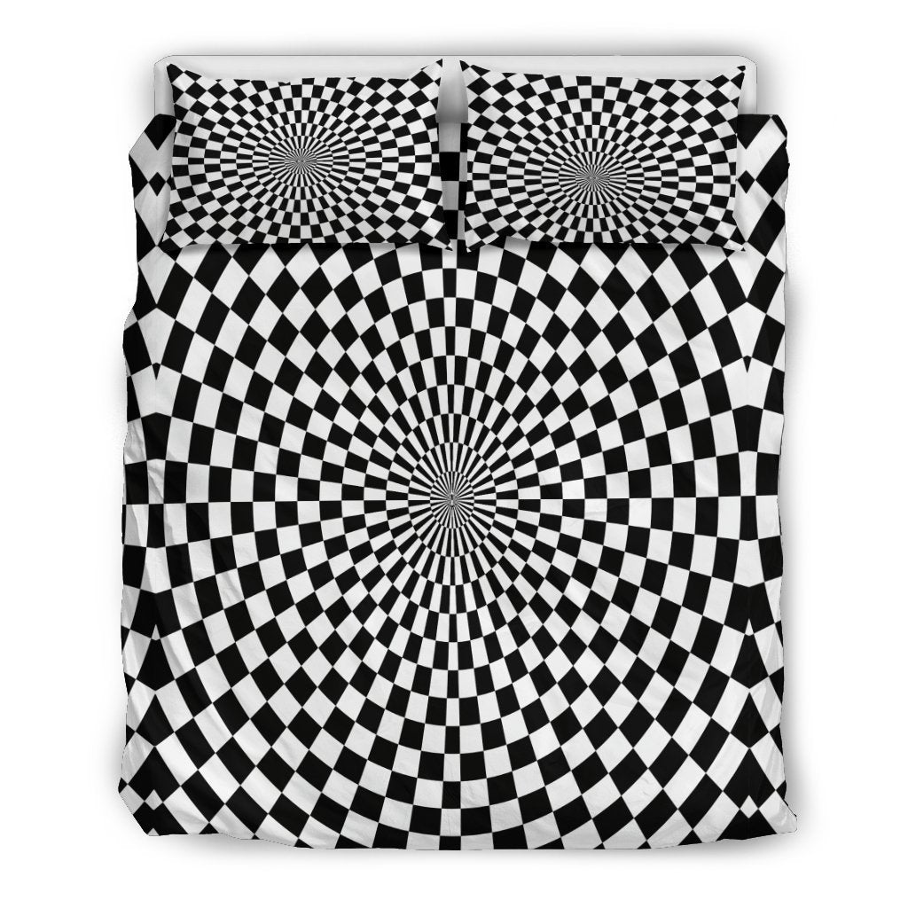 Checkered Flag Optical Illusion Duvet Cover Bedding Set