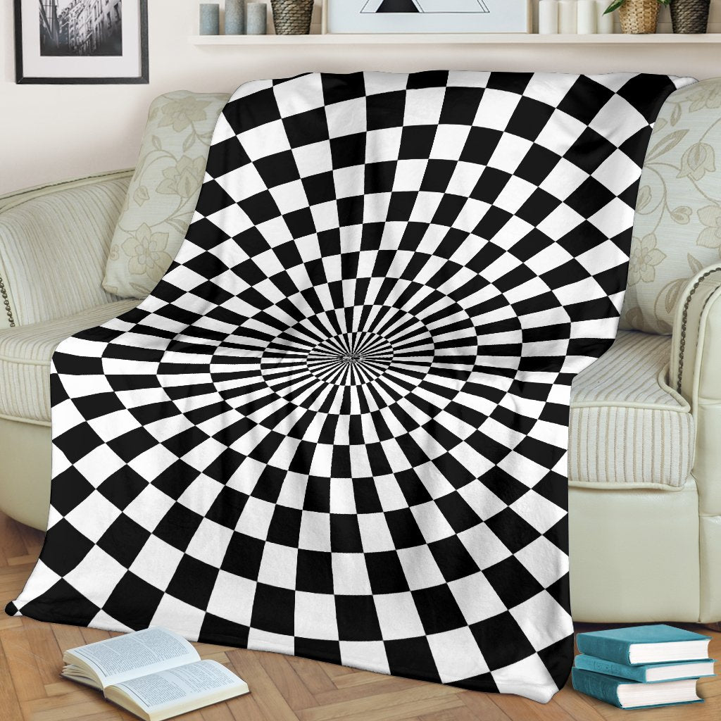 Checkered Flag Optical illusion Fleece Blanket