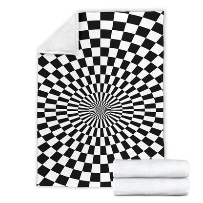 Checkered Flag Optical illusion Fleece Blanket
