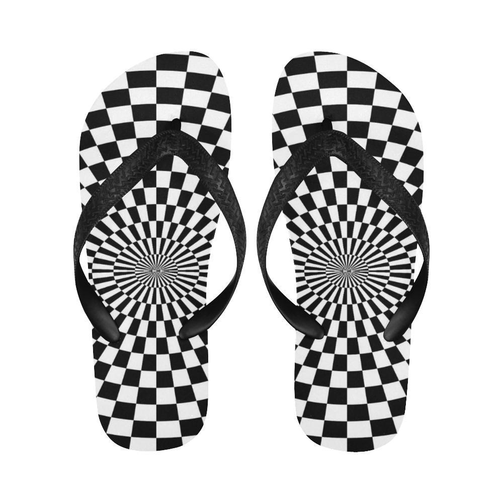 Checkered Flag Optical illusion Flip Flops-JTAMIGO.COM