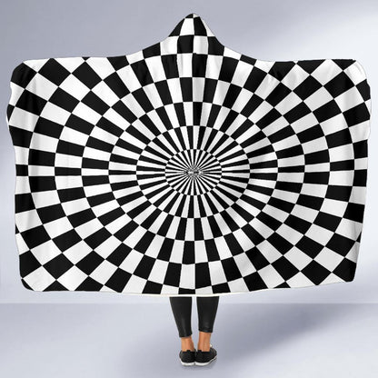 Checkered Flag Optical illusion Hooded Blanket-JTAMIGO.COM
