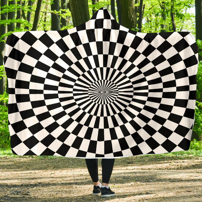 Checkered Flag Optical illusion Hooded Blanket-JTAMIGO.COM