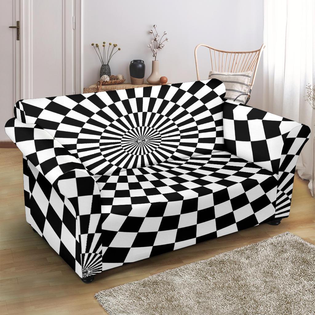 Checkered Flag Optical illusion Loveseat Slipcover-JTAMIGO.COM