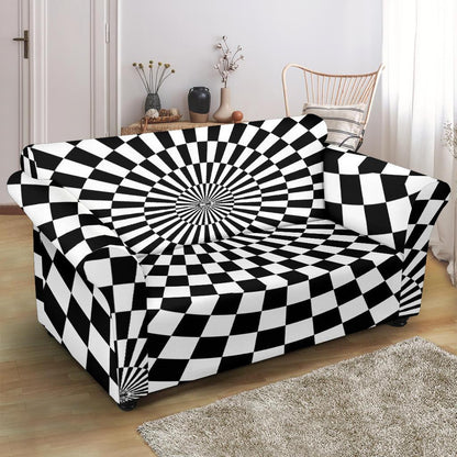 Checkered Flag Optical illusion Loveseat Slipcover-JTAMIGO.COM