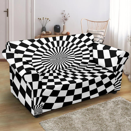 Checkered Flag Optical illusion Loveseat Slipcover-JTAMIGO.COM