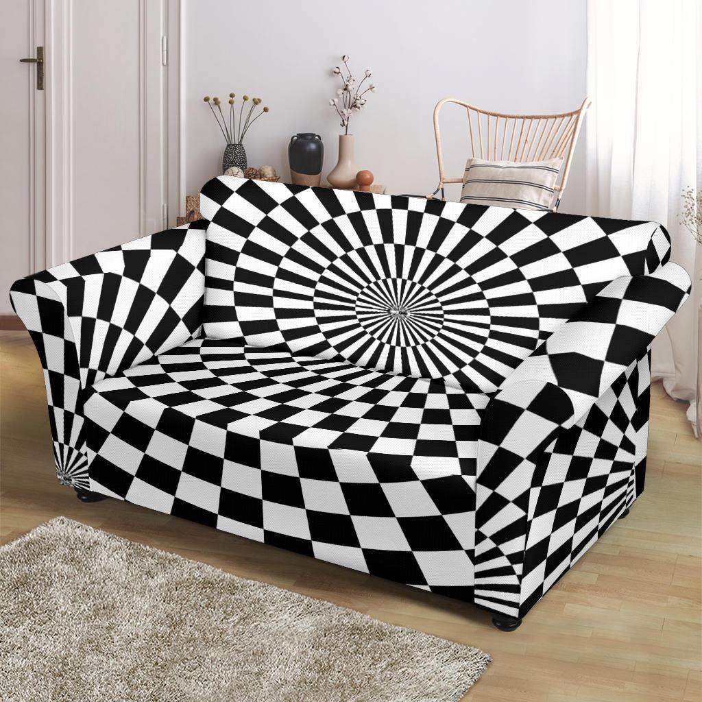 Checkered Flag Optical illusion Loveseat Slipcover-JTAMIGO.COM