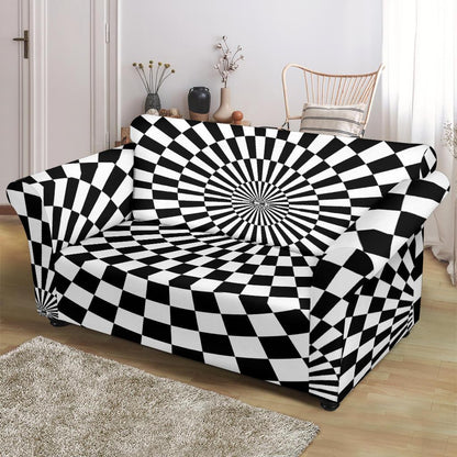 Checkered Flag Optical illusion Loveseat Slipcover-JTAMIGO.COM