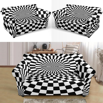 Checkered Flag Optical illusion Loveseat Slipcover-JTAMIGO.COM