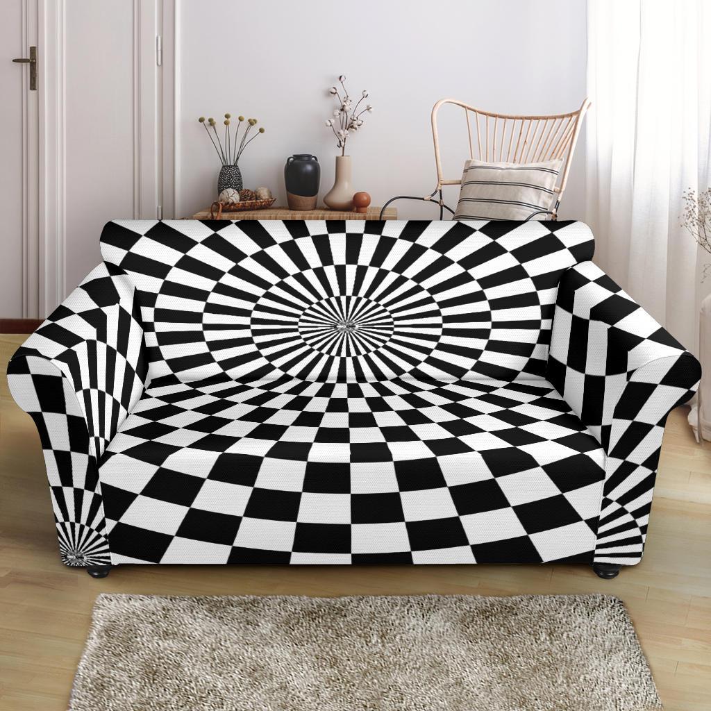 Checkered Flag Optical illusion Loveseat Slipcover-JTAMIGO.COM