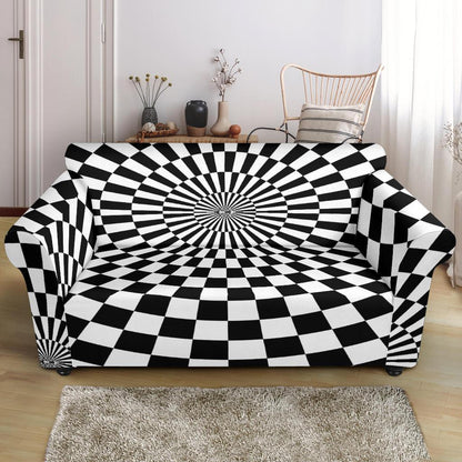 Checkered Flag Optical illusion Loveseat Slipcover-JTAMIGO.COM