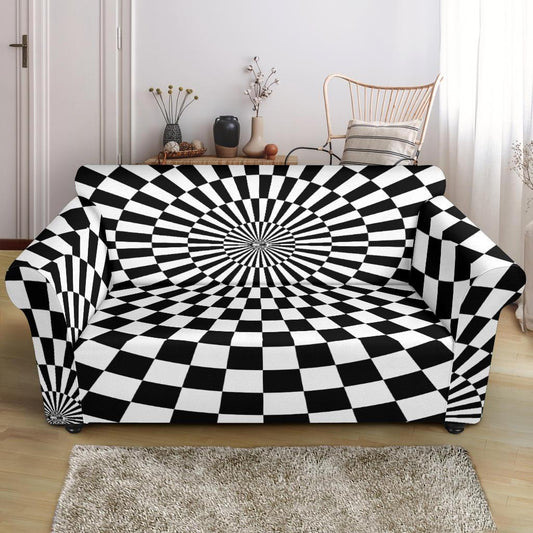 Checkered Flag Optical illusion Loveseat Slipcover-JTAMIGO.COM