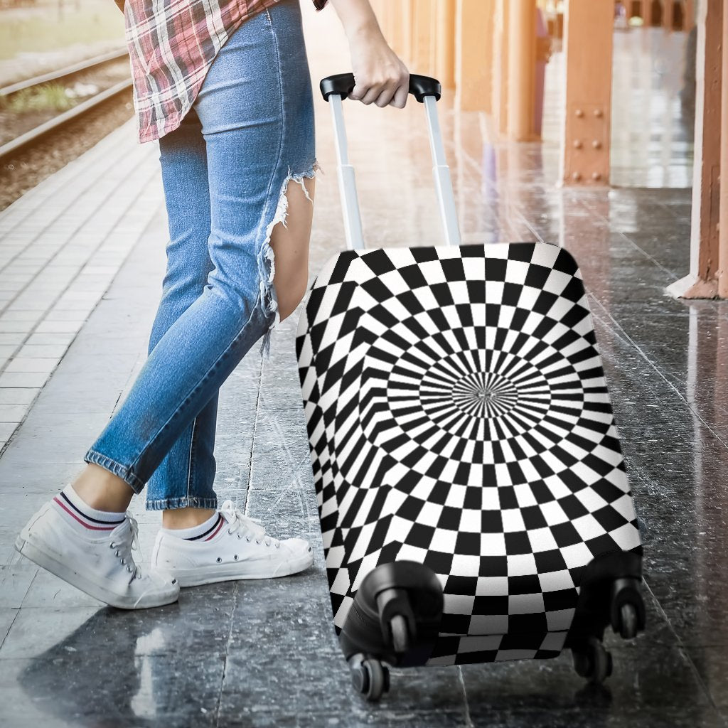 Checkered Flag Optical Illusion Luggage Cover Protector