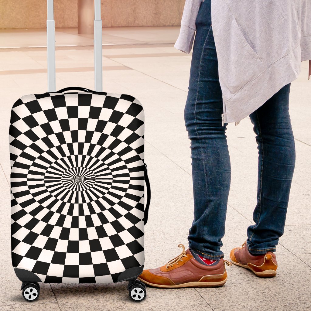 Checkered Flag Optical Illusion Luggage Cover Protector