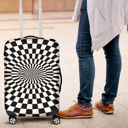 Checkered Flag Optical Illusion Luggage Cover Protector