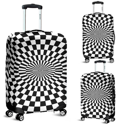 Checkered Flag Optical Illusion Luggage Cover Protector