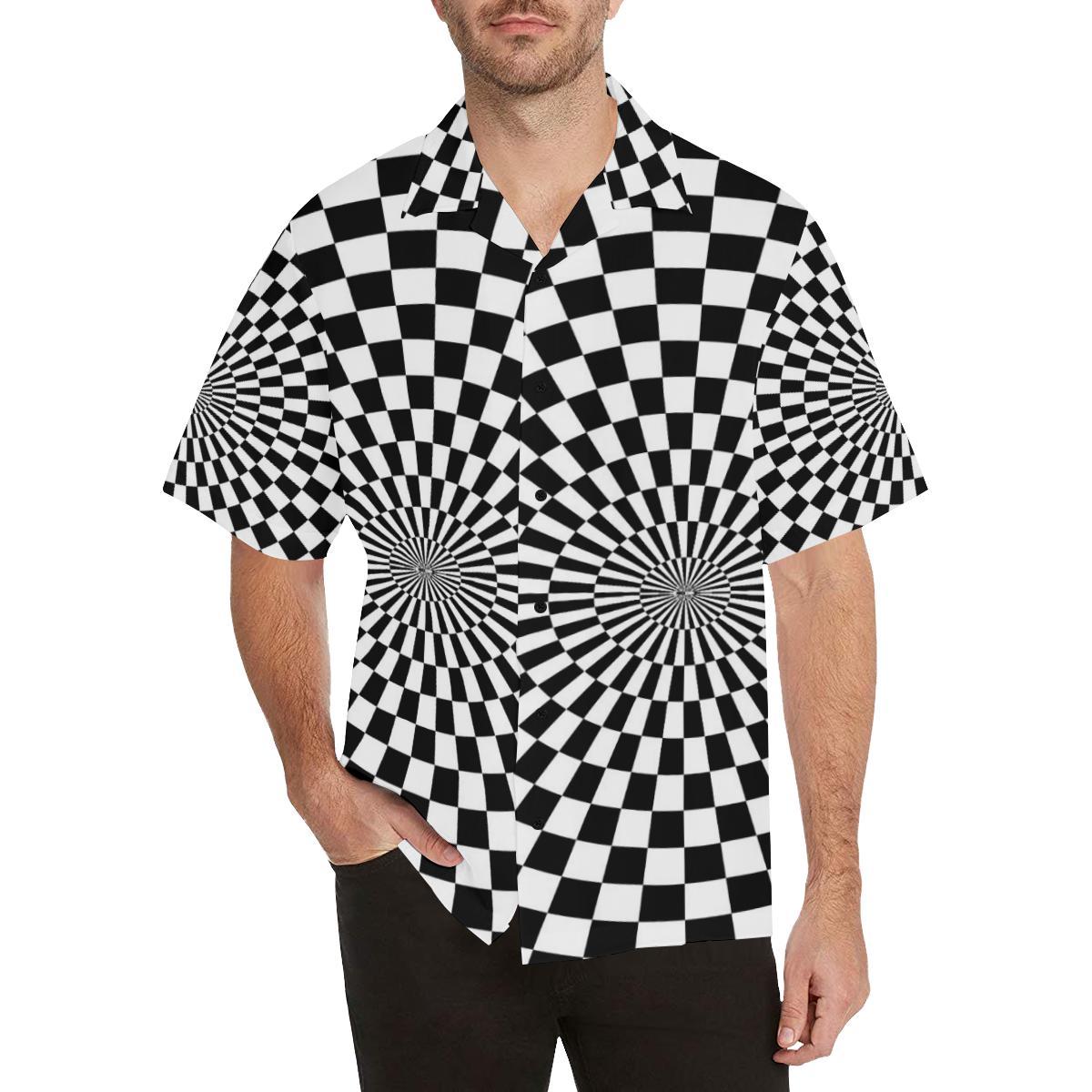 Checkered Flag Optical illusion Men Aloha Hawaiian Shirt