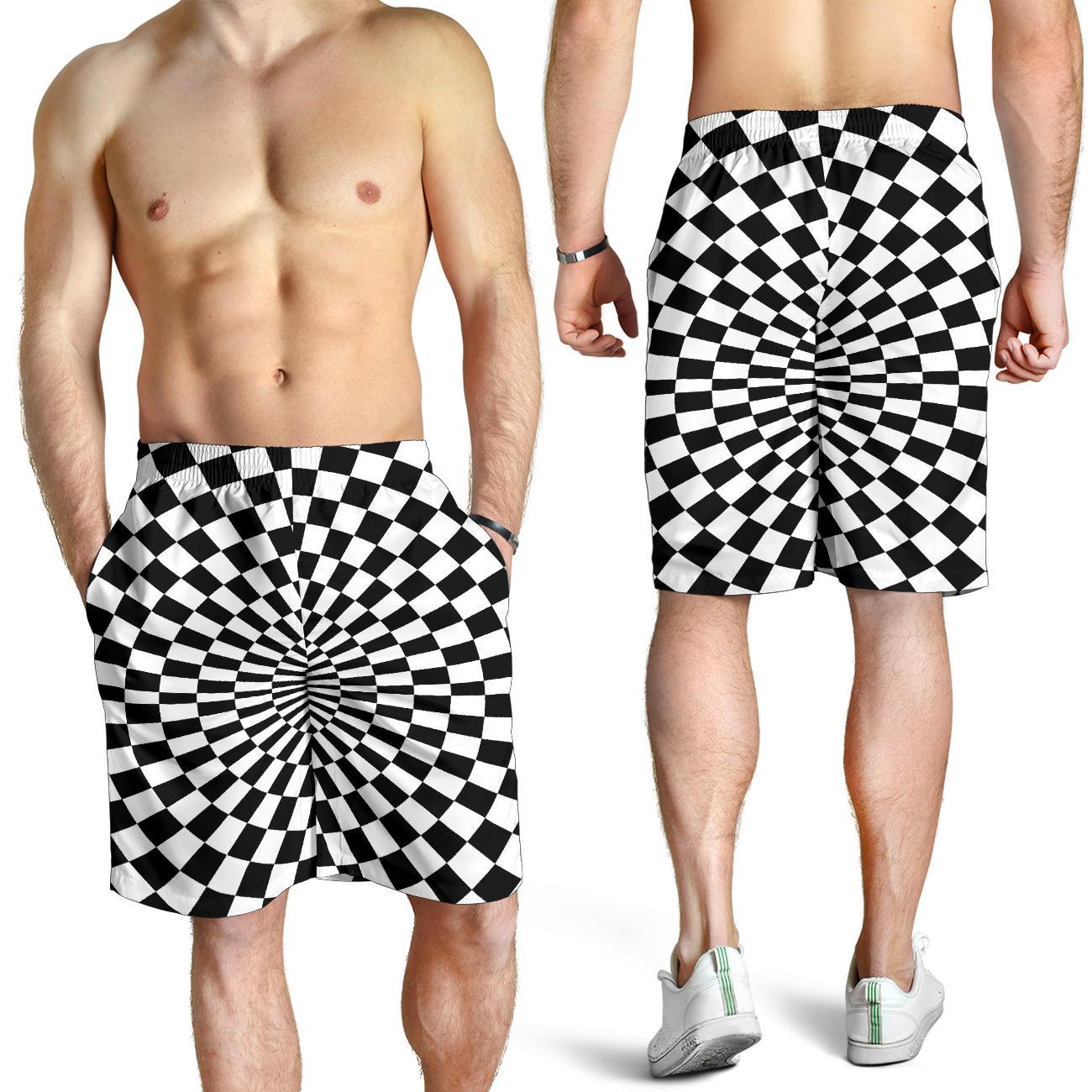 Checkered Flag Optical illusion Mens Shorts-JTAMIGO.COM