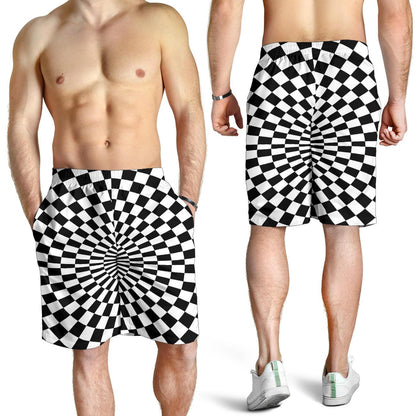 Checkered Flag Optical illusion Mens Shorts-JTAMIGO.COM