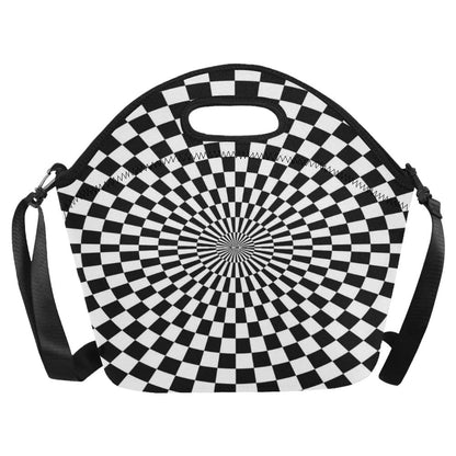 Checkered Flag Optical illusion Neoprene Lunch Bag (Model 1669)(Large)-JTAMIGO.COM