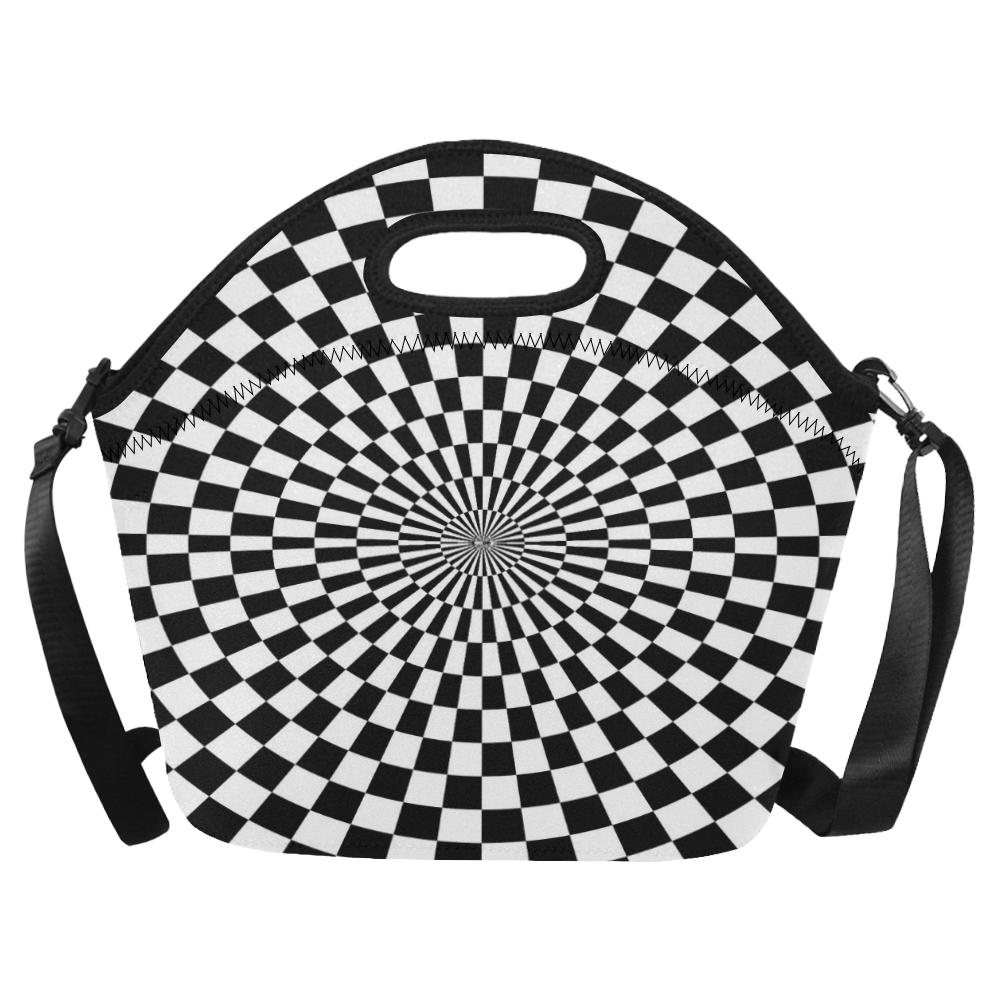Checkered Flag Optical illusion Neoprene Lunch Bag (Model 1669)(Large)-JTAMIGO.COM